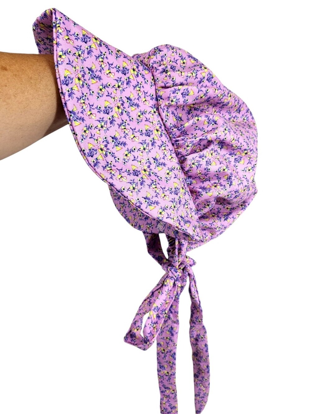 Retro Style Women's Sun Bonnet Hat Floral Prairie Pioneer Gardening Wide Brim